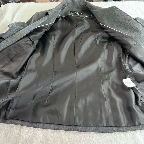 Tribal Womens 8 Full Zip Blazer Jacket Charcoal Gray Heathered Careerwear Office - Picture 5 of 10